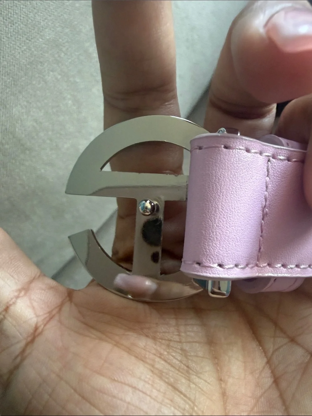 Telfar Pastel Pink Leather Signature Logo Belt